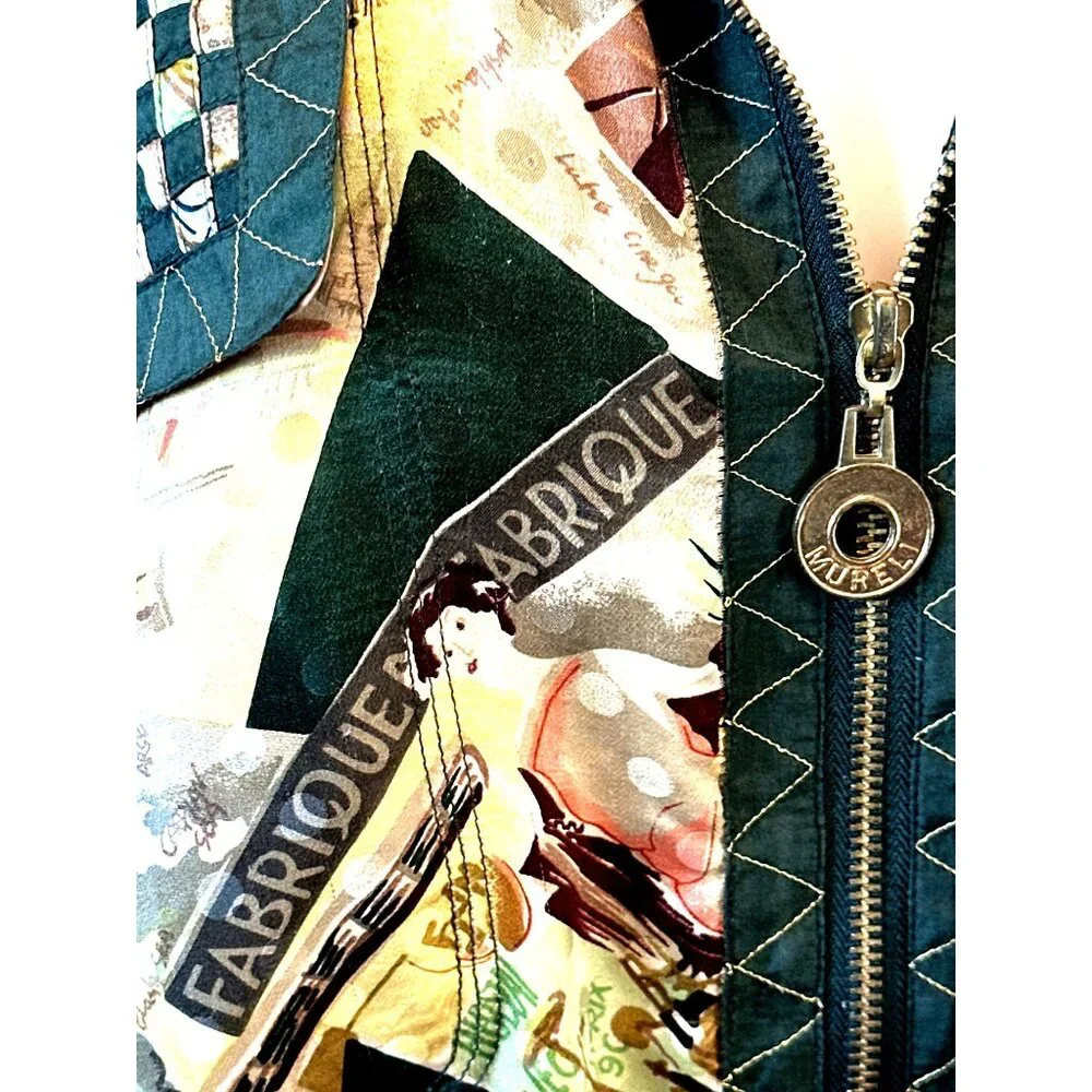 Mureli Small All Silk Wearable Art Vintage Jacket Retro Graphic Print Luxury Chi - Picture 7 of 12